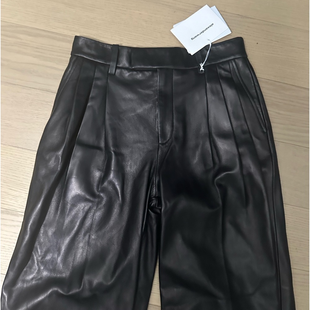 Alexander Wang Leather Wide Leg Embossed Trousers Women Size 0